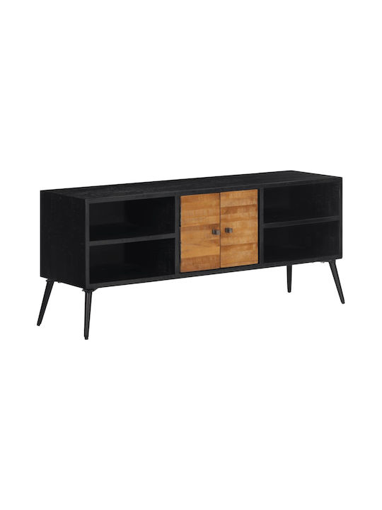TV Stand from Solid Wood Black L112xW31xH45cm