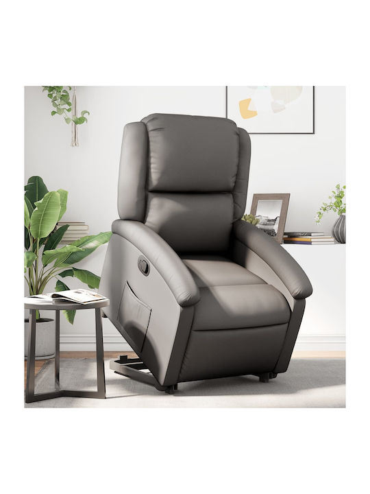 Relaxsessel mit Fußhocker aus echtem Leder Grey...