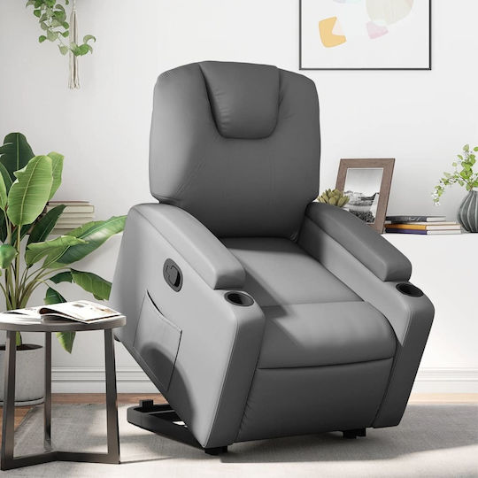 Πολυθρόνα Relax με Υποπόδιο από Δερματίνη Γκρι 74x88x97cm