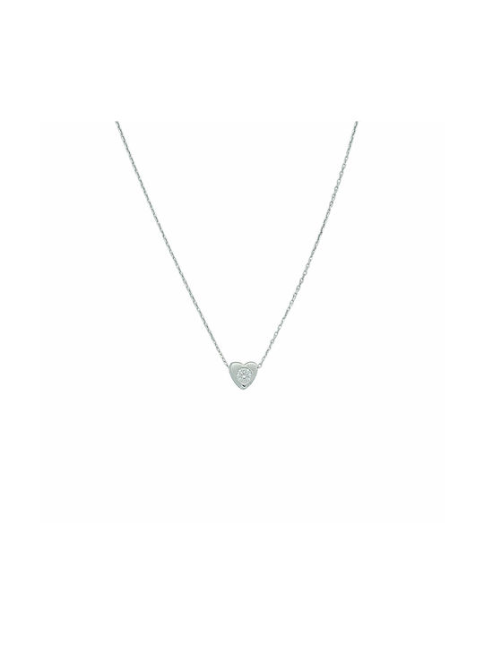 Kosmima Michalis Necklace with design Heart from White Gold 14K