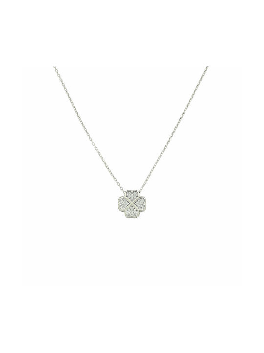 Kosmima Michalis Necklace with design Flower from Silver with Zircon