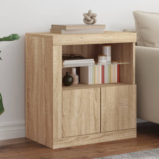 Living Room Display Cabinet made of Particle Board with Lighting Sonoma Oak 60.5x37x67cm