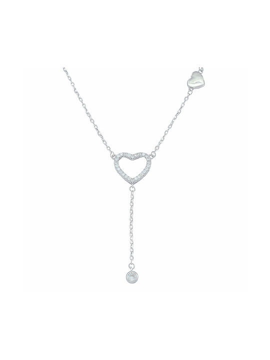 Kosmima Michalis Necklace with design Heart from Silver with Zircon