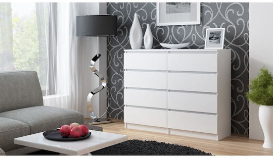 Гардероб за Спалня Дървен с 8 Чекмеджета Biel 120x40x97см