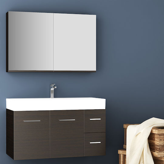 Orabella Unitate De Mobilier Pentru Baie Cu Niptiră Și Oglindă Neagră