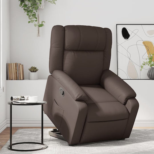 Relaxsessel mit Fußhocker aus Kunstleder Braun 77x95x99cm