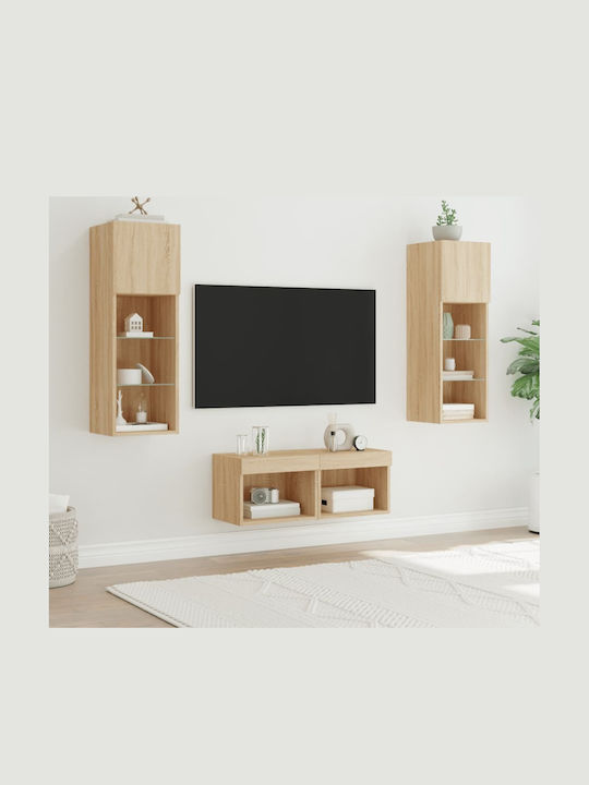 Living Room TV Unit with Lighting Oaks L80xW30cm