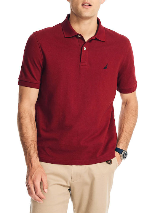 Nautica Men's Short Sleeve Blouse Polo Burgundy