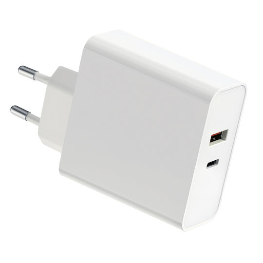 Platinet Charger Without Cable with USB-A Port and USB-C Port 87W Power Delivery Whites (PLCUPD87W)