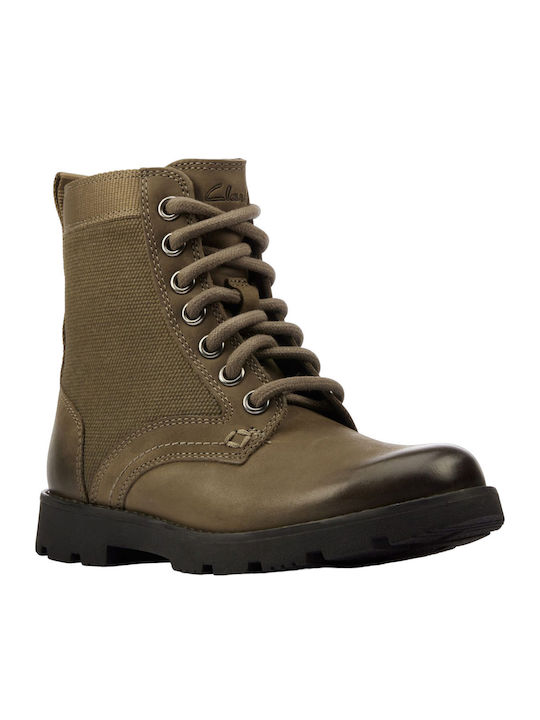 Clarks Heath Δερμάτινα Παιδικά Μποτάκια με Φερμ...