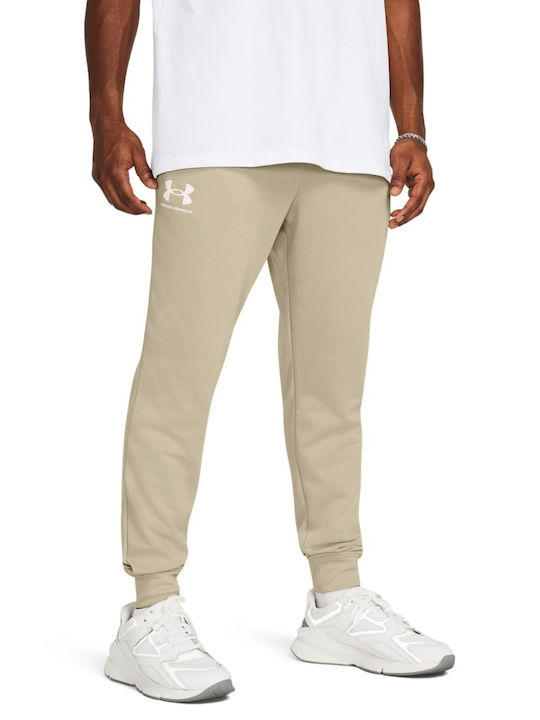 Under Armour Ua Rival Terry Παντελόνι Φόρμας με Λάστιχο Μπεζ