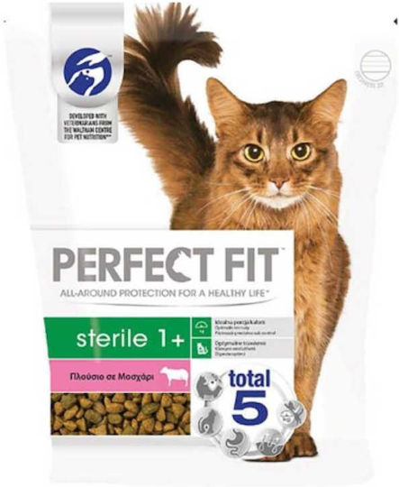 Perfect Fit Sterile 1+ Суха Храна за Кастрирани Котки с Телешко 0.75кг