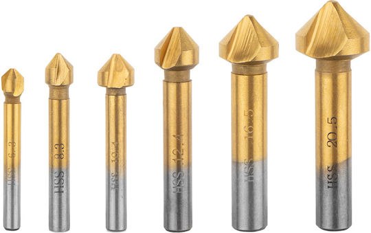 Verto Set of 6 Conical Drills HSS Titanium for Metal και Wood 6-20mm