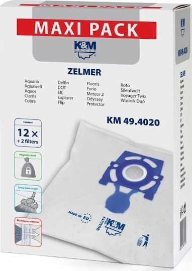 Konig & Meyer Vacuum Cleaner Bags 12pcs Compatible with Zelmer Vacuum Cleaners