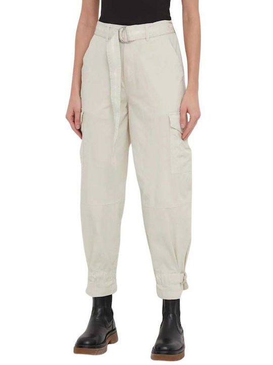 DKNY Women's Fabric Cargo Trousers Khaki