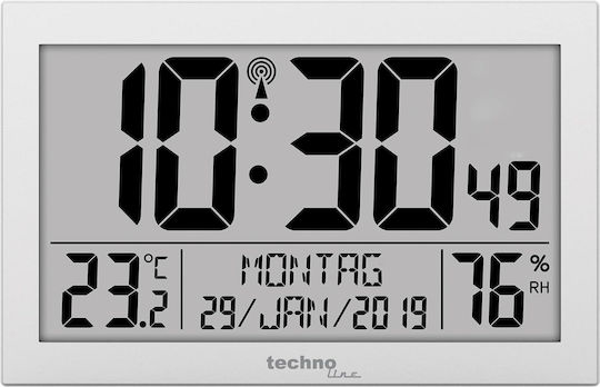 Technoline Wanduhr Digital Weiß 22.5x14.3cm