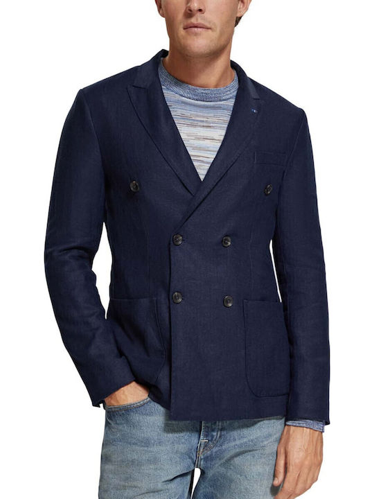 Scotch & Soda Καλοκαιρινό Ανδρικό Σακάκι Navy Blue