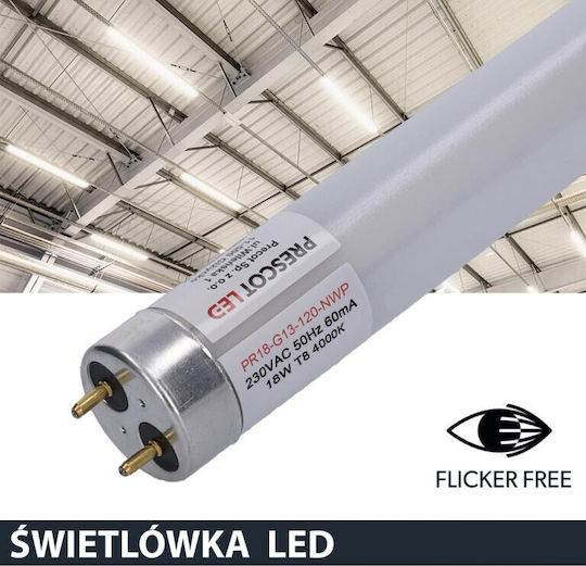 Prescot LED крушка 18W Тип Флуоресцентни 120εκ. за фасунга G13 и форма T8 Неутрално бяло 2100лм