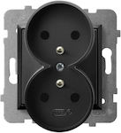 Ospel Double Power Socket Black