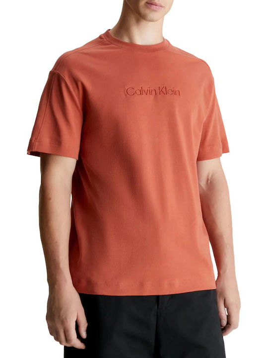 Calvin Klein Ανδρική Μπλούζα Κοντομάνικη Κεραμιδί