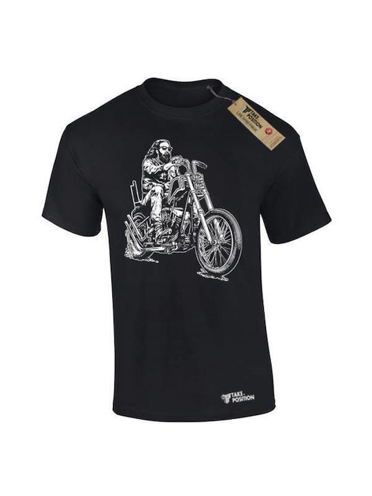 Takeposition Chopper Rider Men's Short Sleeve Blouse BLACK