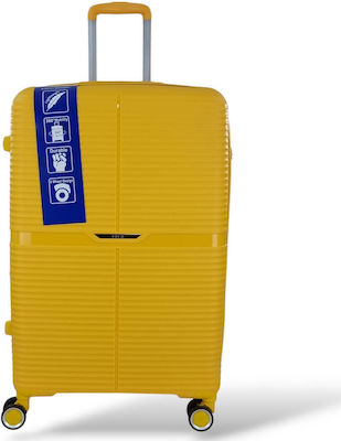 RCM Large Travel Suitcase Hard Yellow with 4 Wheels Height 75cm.