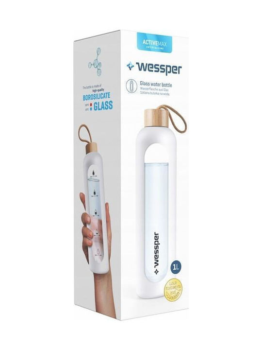 Wessper Μπουκάλι Νερού Γυάλινο με Βιδωτό Καπάκι Λευκό 1000ml