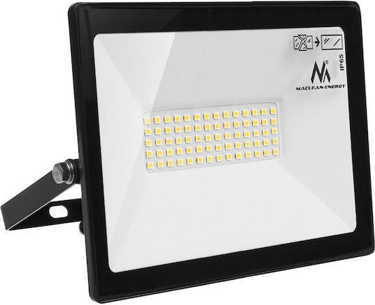 Maclean Energy Στεγανός Προβολέας LED 50W Ψυχρό Λευκό 6000K IP65