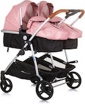 Chipolino Duo Smart Adjustable Double Stroller Suitable for Newborn Flamingo 12.2kg