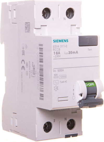 Siemens Αυτόματη Ασφάλεια 16A Διπολική AC 5SV4311-0