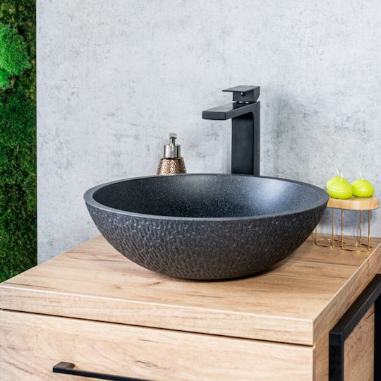 Laveo Aufgesetztes Waschbecken Porzellan 41x41cm Black