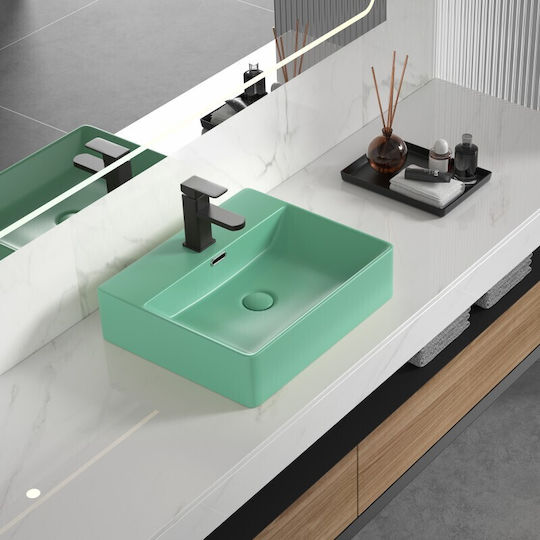 Inter Ceramic Icb Deasupra Blatului Chiuvetă Porțelan 50x42x13cm Open Green