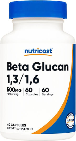 Nutricost Бета Глюкан 1,3/1,6 500мг Хранителна Добавка за Подсилване на Имунната Система 60 Капсули