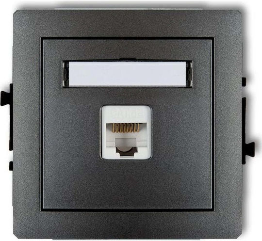 Karlik Единично Гнездо За Електрическа Мрежа RJ45 С Рамка Тип Cat5 В Сив Цвят 11DGK-1