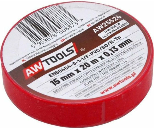AWTools Μονωτική Ταινία 15mm x 20m Κόκκινη
