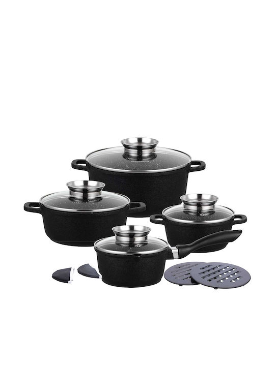 Klausberg Set de oale din aluminiu Black cu strat de piatră 12buc
