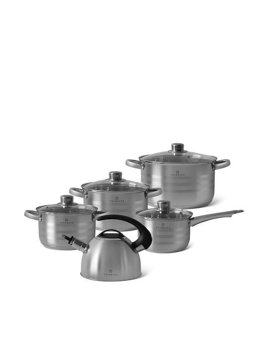 Edenberg Set de vase de gătit din oțel inoxidabil Argint cu strat antiaderent 9buc