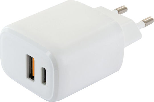 Schwaiger Ladegerät ohne Kabel mit USB-A Anschluss und USB-C Anschluss Weißs (LAD260512)