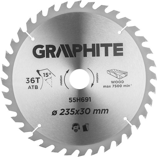 Graphite Cutting Disc Wood Hole Diameter 235mm with 36 Teeth 1pcs