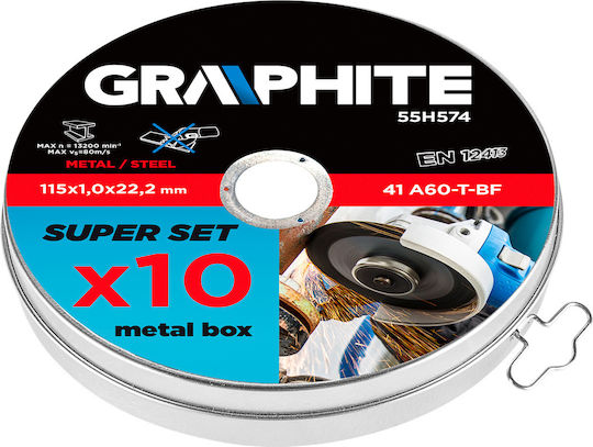 Graphite Δίσκος Κοπής Μετάλλου 115mm 10τμχ