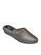 Leather Winter Women's Slippers Brown
