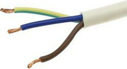Power Cord with Cable Properties 3x1.5mm² in White Colour 1m Flexible