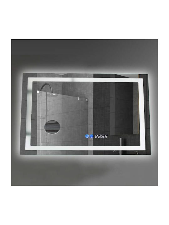 Lightex Magnifying Rectangular Bathroom Mirror Led Touch 80x60cm Gold