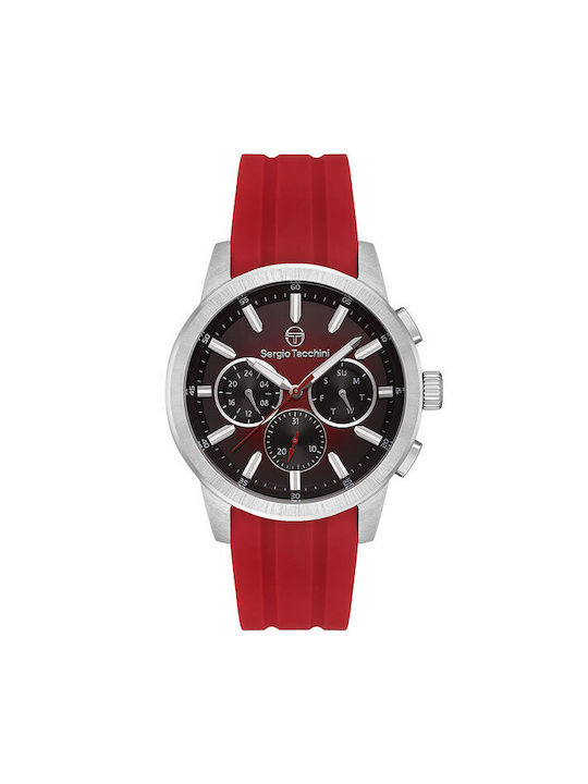 Sergio Tacchini Watch Battery with Red Rubber Strap