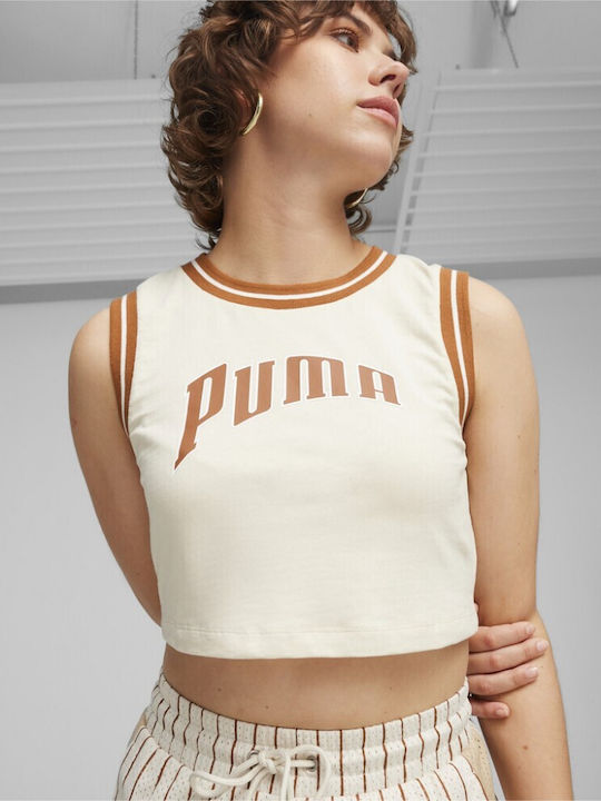 Puma Women's Athletic Crop Top Sleeveless Beige