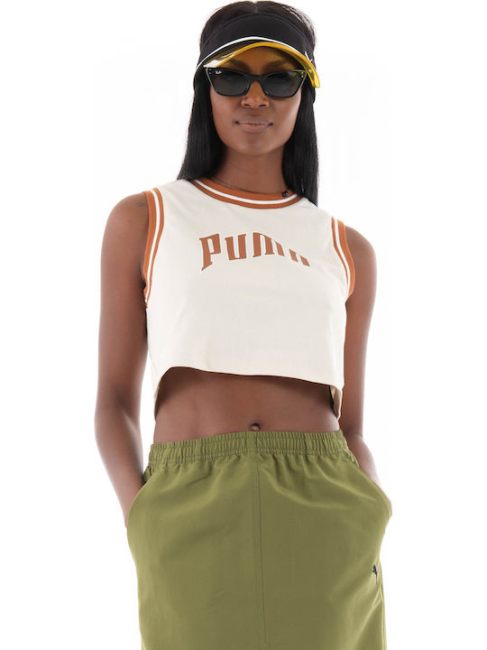 PUMA Damen Sport Crop Top Ärmellos Beige