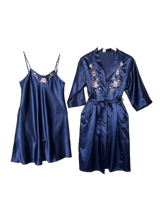 Topaki Winter Women's Robe with Nightdress Navy...