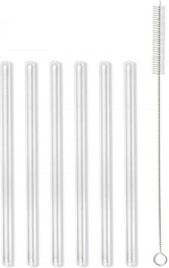 Vialli Design Strohhalme Grau mit Bürste 6Stück