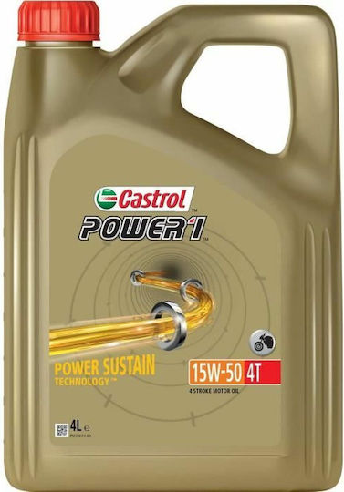 Castrol Power 1 Motorcycle Oil for Four-Stroke Engines 15W-50 4lt