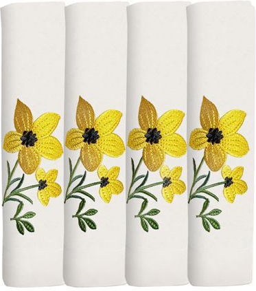 Nakas Concept Serviette Leinen Elektrische Gitarren 4Stück Yellow Flowers 50x50cm